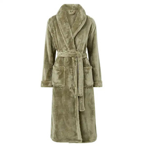 Logo personnalisé Vêtements pour hommes Peignoir confortable à manches longues uni avec poids lourd Peignoir en peluche Robe en flanelle super douce pour hommes - Product Image 5