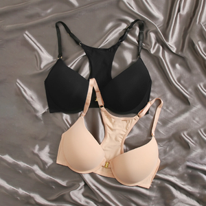 Femme 2 Piezas Set Sujetador Unicolor Soutien-gorge Soutien-gorge Sans Armatures Fermeture frontale Basics 2pack Metal Decor Underwire Bra - Product Image 1