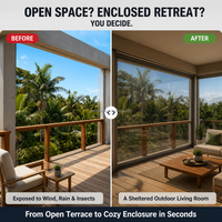 Persianas Enrollables Transparentes Modernas, Cortinas Automáticas Impermeables para Patios, Terrazas, Balcones y Ventanas Francesas