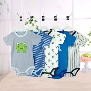 Bộ quần áo bé trai sơ sinh 5 món mùa hè, chất liệu cotton, tay ngắn, gồm áo liền quần - Product Image 2