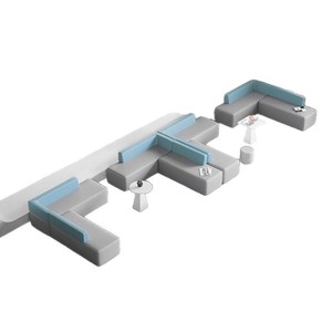 Canapé sectionnel de bureau en cuir de haute qualité avec ottoman, idéal pour les hôpitaux, structure en bois massif - Product Image 5