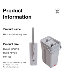 Serpillière plate en microfibre à poteau en acier magique à main libre avec seau unique sans impasse Nettoyage facile pour nettoyage des sols à 360 tours - Product Image 2