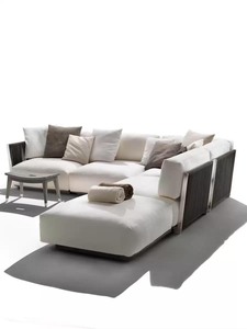 Custom Modular <b>Outdoor</b> Rope Weave Sectional <b>Sofa</b>, Waterproof Fabric Combination Lounge Couch for Villa Patio - Product Image 1