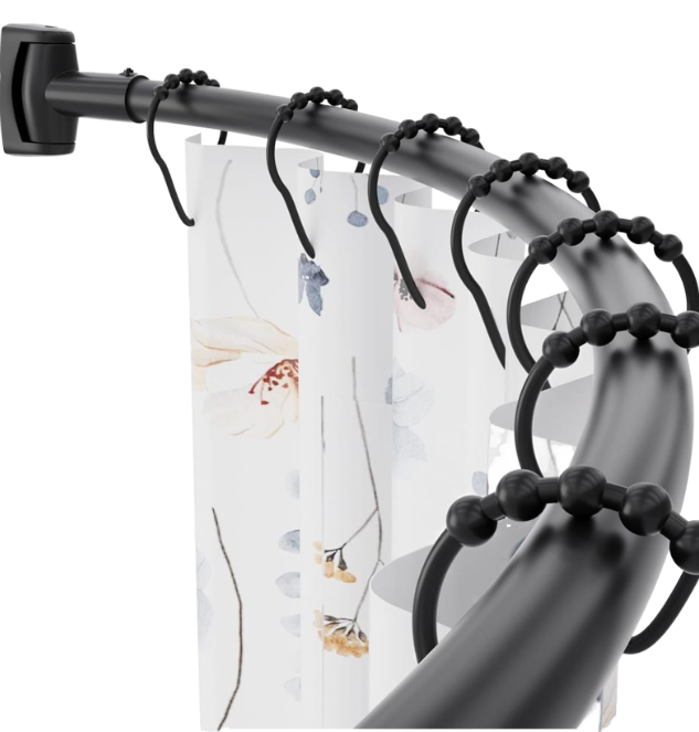Adjustable Curved Stainless Steel Shower Curtain