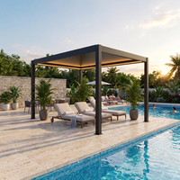 Pergola motorisée à lames orientables Greenawn en aluminium, imperméable, en métal, pour jardin, pergola de luxe moderne pour extérieur