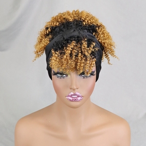 Nouvelle arrivée <span class=keywords><strong>foulard</strong></span> noir 100% <span class=keywords><strong>cheveux</strong></span> humains <span class=keywords><strong>Afro</strong></span> bouclés perruques crépus Curl perruque avec frange faite à la machine perruque bouclée courte <span class=keywords><strong>pour</strong></span> les femmes noires - Product Image 3