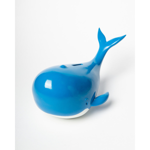Salvadanaio a forma di balena Moby Blue per bambini - Product Image 1