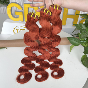 GDY # Extensioni di <span class=keywords><strong>capelli</strong></span> umani 350 Ginger Orange 12A, vergini vietnamiti con cuticole allineate, in fasci con onda naturale - Product Image 3