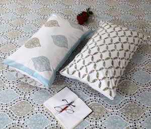 Hand Block Print Cotton <b>Flat</b> Sheet Boho Floral Indian Bedding Queen King Jaipur Handmade - Product Image 2