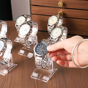 Rak <span class=keywords><strong>Display</strong></span> Jam Tangan Plastik Transparan Geometris Lintas Batas dengan Bracket <span class=keywords><strong>C</strong></span>-Ring untuk Meja Pajangan dan Gelang Jam - Product Image 3