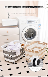 Đóng mở giỏ giặt nhựa gấp lưu trữ pp + tpe giặt giỏ thuận tiện ráp giỏ giặt với bánh xe - Product Image 3