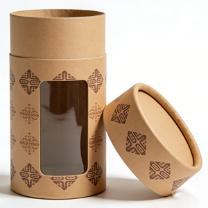 Premium Kraft Paper Cylinder Tube With Display <b>Window</b> Custom Size Box For Gift Tea Cosmetic Use - Product Image 2