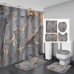 Juego de Cortinas de Ducha de Lujo con Lámina Dorada de Mármol, 4 Piezas, Cortina de Baño Impermeable de Poliéster, Impresión Personalizada, Decoración de Baño Moderna - Product Image 3