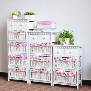 Armadio Vintage Shabby Chic cassettiera marrone <span class=keywords><strong>armadi</strong></span> di stoccaggio per la casa ospedale comodini con cesti intrecciati - Product Image 6