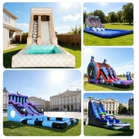 Château gonflable avec toboggan et piscine, toboggan aquatique gonflable extérieur blanc