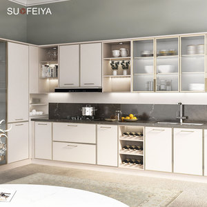 Sofeyia, armario de cocina de PVC completo moderno, unidades de puerta de madera en forma de L, encimera, grifo laminado, bisagra y cesta de cajón - Product Image 3