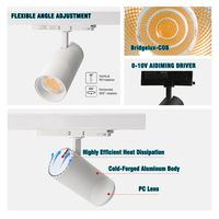 Lámpara de Riel LED Moderna Ajustable de Aluminio con Diseño de Brazo Lateral, Ra90, Garantía de 5 Años, 4 Cables, 3 Circuitos, 30W 36W COB, Riel Magnético