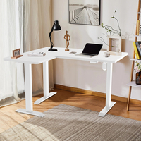 Bureau de travail modulaire convertible électrique à hauteur réglable en forme de L avec trois pieds, extensible, pour position assise ou debout
