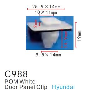 Clip de Panel de Puerta de Coche Hyundai, Plástico, Nuevo - Product Image 2