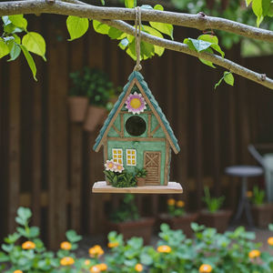 Toptan Doğal Çevre Dostu Reçine Papağan Kuş Kafesi Üreme Yuvası Çiftleşme Kutusu Masal Gibi Sevimli Renkli Kuş Evi Dış Mekan İçin - Product Image 4