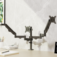 Soporte de Escritorio AUKI para Tres Monitores, de Aleación de Acero y Plástico, con Resorte de Gas, para Monitores de 32 Pulgadas +45° de Inclinación, 90° de Giro, 180° de Rotación