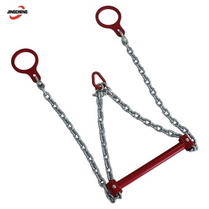 Chaîne à maillons galvanisée avec barre transversale d'équilibrage, anneau en poire et deux boucles de roue pour le transport de marchandises sur porte-chargeurs plats - Product Image 4