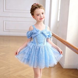 Vestido de Ballet Tutú de Poliéster con Lentejuelas Azules para Niñas, Disfraz de Actuación Infantil con Estampado Brillante para Fiestas - Product Image 2