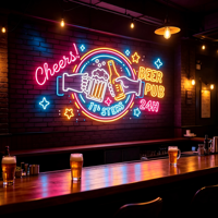 Enseigne néon LED personnalisée pour bar, pub, bière, avec inscription « Cheers » personnalisée, étanche, à suspendre au mur, intensité réglable, pour entreprises publicitaires