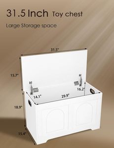 DINZI LVJ Baule Portaoggetti Rettangolare in Legno con Coperchio a Ribalta, 2 Cerniere di Sicurezza, Design Vintage Rustico, Contenitore Robusto per Soggiorno - Product Image 3