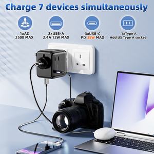 Worldplug Nouvelle prise adaptateur de voyage en cuivre 35W PD 2AC 10A avec chargeur d'alimentation USB universel compatible avec les réseaux NFC et SDK - Product Image 3
