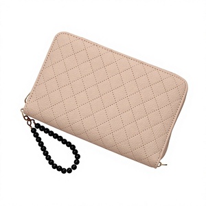 Hongbo Best Seller 9-Color 6-Gold-Ring A6 Pebble Quilted Leather Compact Zippy <b>Budget</b> <b>Binder</b> Wallet Office Planner and Agenda - Product Image 1