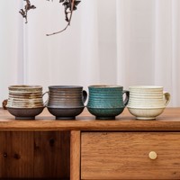 Mug en grès rétro vintage transfrontalier, pour usage domestique en Chine, en céramique, pour eau, café et latte art américain, avec logo personnalisé