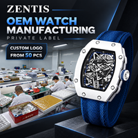 Montre à quartz pour homme en forme de baril, cadran à aiguilles de 39 mm, ultra-fine, étanche, bracelet en nylon, montre-bracelet tendance