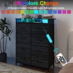 Tour de rangement <span class=keywords><strong>haute</strong></span>, entrée, placard, couloir, salon, <span class=keywords><strong>commode</strong></span> noire, chambre à coucher, étroite, 8 tiroirs en tissu, commodes - Product Image 3