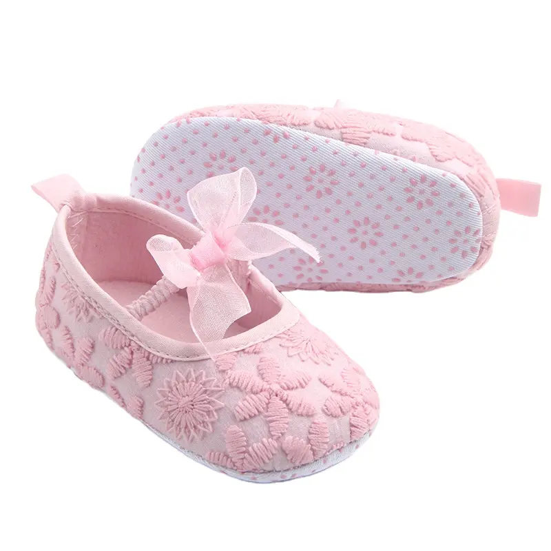 WEN Household Children Simple Embroidered Lace Shoes Baby Bow-knot Casual Shoes Soft Bottom Elegant Shoes