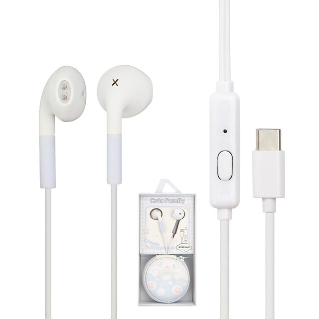 KIKI SHOOT KIKI-479 Type-C Cheap In-Ear Wired Earphones with Bass Sound ABS/PVC Material Retail Package for Sports