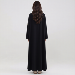 <span class=keywords><strong>Abaya</strong></span> en <span class=keywords><strong>lin</strong></span> noir brodée de fleurs, ouverte sur le devant, douce, pour femmes musulmanes, tenue modeste quotidienne - Product Image 6