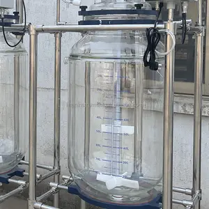 Cuve de réaction en verre à enveloppe sous vide personnalisée de haute qualité, machine de réacteur à enveloppe de 50l