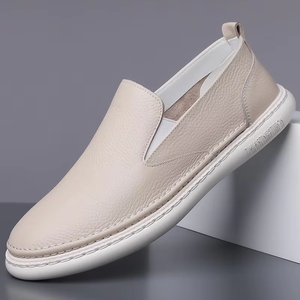 Zapatos de Cuero Genuino para Hombre, Estilo Slip-on, Color Blanco, con Forro de Piel de Oveja, Suela Suave, Parte Superior Suave, Tipo <span class=keywords><strong>Mocasines</strong></span> - Product Image 1