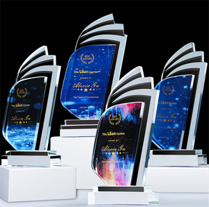 Trophée en cristal de voilier 3D K9 coloré, fait main, nouveau design, souvenir tendance, récompense personnalisée <span class=keywords><strong>ABAN</strong></span> CRYSTAL 2025 - Product Image 1