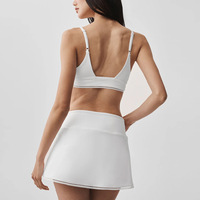 Ensemble 3 pièces de yoga : Soutien-gorge à col en V avec dentelle, short taille haute en Spandex/Nylon uni à bordure dentelle, et débardeur gainant ventre plat