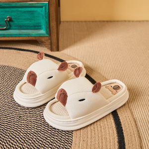 Ciabatte in lino da donna Creative adorabili sandali Fugu per interni casa con suola di lino spesse scarpe sandali con suola morbida - Product Image 3