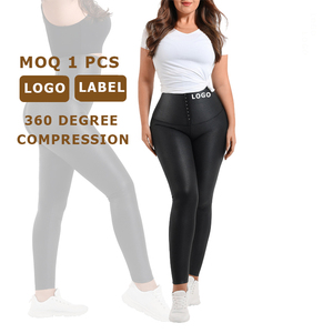 VENTE FLASH Nouveau design Leggings en <span class=keywords><strong>cuir</strong></span> <span class=keywords><strong>taille</strong></span> haute sculptant le ventre pour l'hiver Noir pour femmes et body sculptant à manches longues en <span class=keywords><strong>cuir</strong></span> - Product Image 2