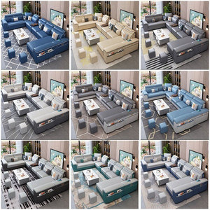 Set Divano Modulare di Lusso Moderno a 7 Posti Angolare a U con Lavorazione Capitonnè per <span class=keywords><strong>Soggiorno</strong></span> - Product Image 5