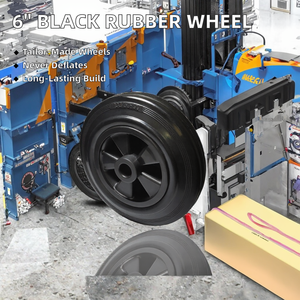 Black Flat Free Polypropylene Wheel & Solid <b>Rubber</b> Tyre & <b>Roller</b> 160mm 6 Inch Fits Trailer Jockey Hand Trolley - Product Image 2