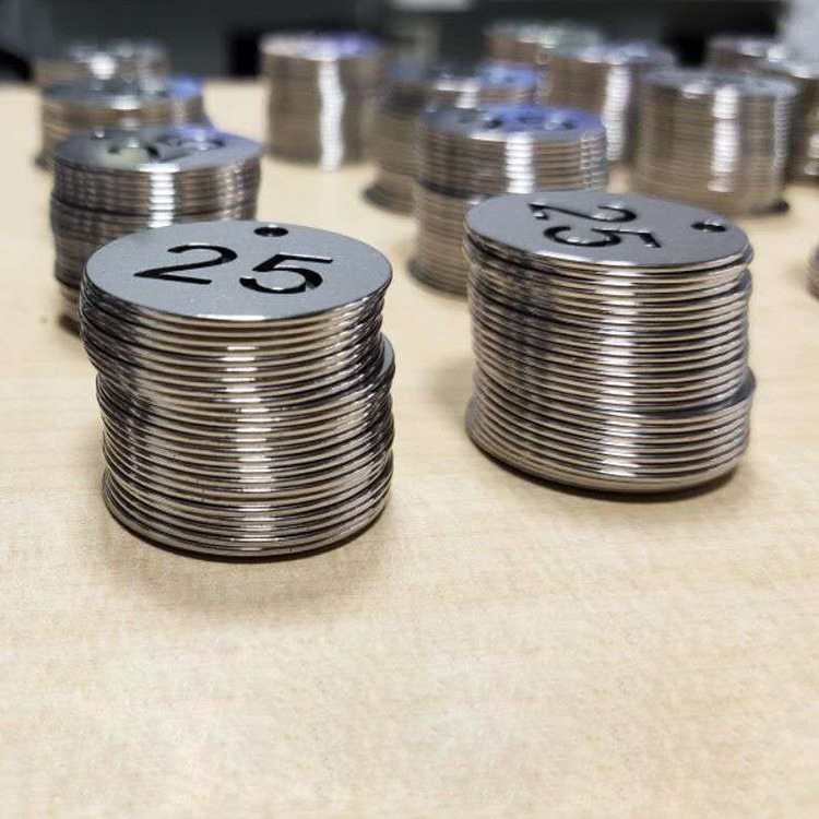 Round Stainless Steel Key Tags With Custom Numbering | Numbered Key