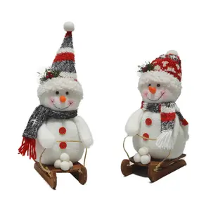 Décorations de noël bonhomme de neige polaire cadeaux de vacances tissu rayé noël petite Table bonhomme de neige Gnome