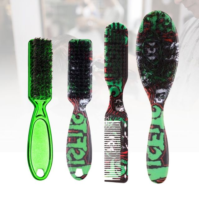 Barber Clipper Mini Comb Neon Green Customized Logo Fade in Comb Brush Facial Beard Hair Fade Brush and Comb Brush