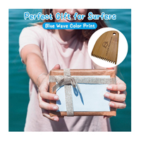 Peigne à cire pour planche de surf - Grattoir à cire en bambou et dissolvant de cire pour planche de surf - Cadeau pour surfeur