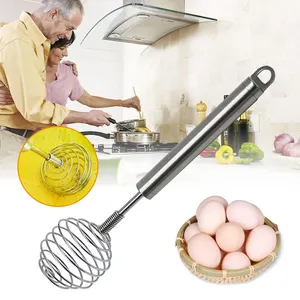 Hand Whisk Food Grade Manual Kitchen Stainless Steel Egg Beater Mixer Egg Whisk for Cooking Baking Wholesale